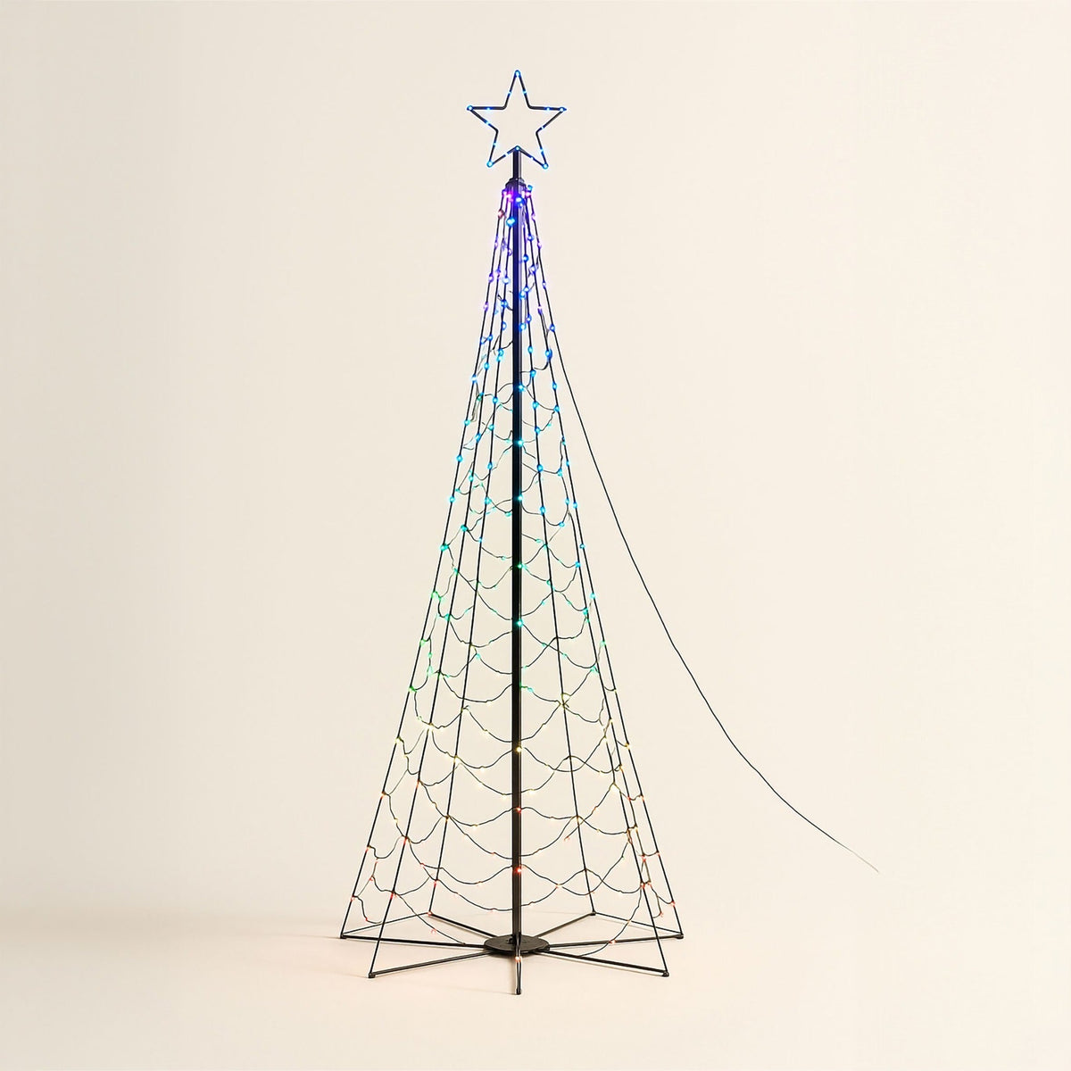 Xmas Haus Flagpole Tree – RGB Micro Seed LEDs on Sleek Frame, App & Remote Controlled for Indoor & Outdoor Festive Decoration_Artificial Christmas Trees