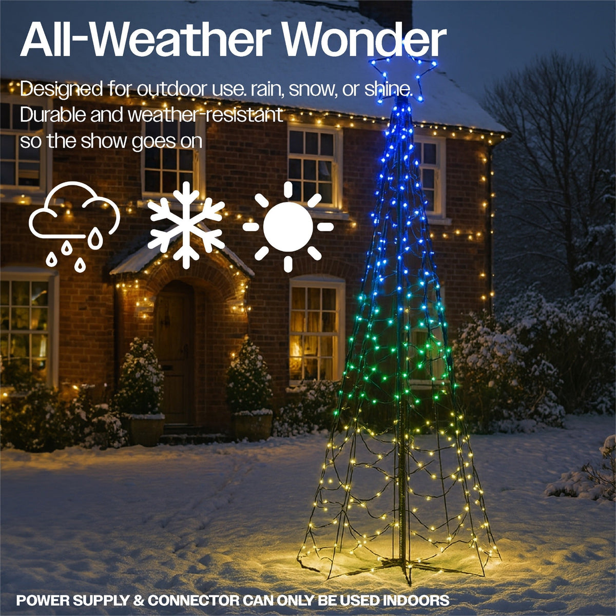 Xmas Haus Flagpole Tree – RGB Micro Seed LEDs on Sleek Frame, App & Remote Controlled for Indoor & Outdoor Festive Decoration_Artificial Christmas Trees