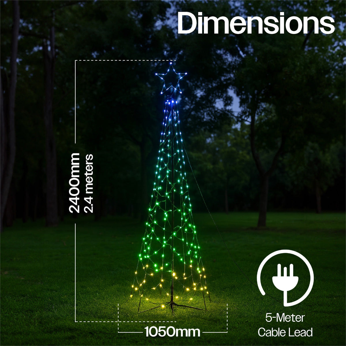 Xmas Haus Flagpole Tree – RGB Micro Seed LEDs on Sleek Frame, App & Remote Controlled for Indoor & Outdoor Festive Decoration_Artificial Christmas Trees