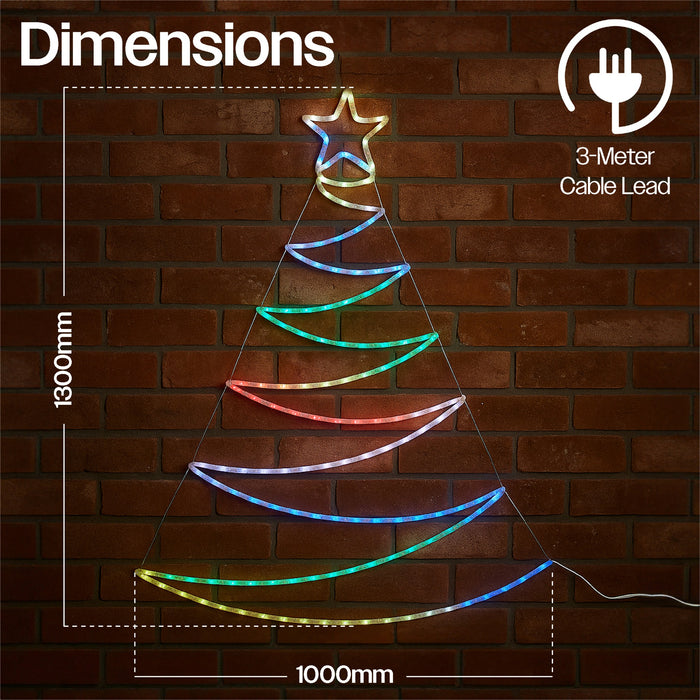 Xmas Haus Pre-Lit RGB LED Flat Christmas Tree Silhouette 1.3m