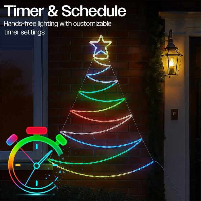 Xmas Haus Pre-Lit RGB LED Flat Christmas Tree Silhouette 1.3m