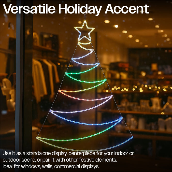 Xmas Haus Pre-Lit RGB LED Flat Christmas Tree Silhouette 1.3m