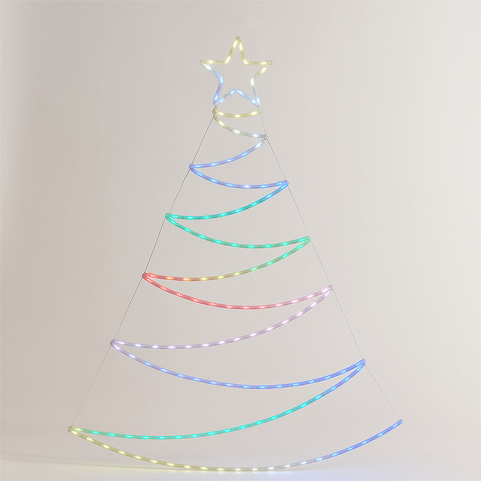 Xmas Haus Pre-Lit RGB LED Flat Christmas Tree Silhouette 1.3m