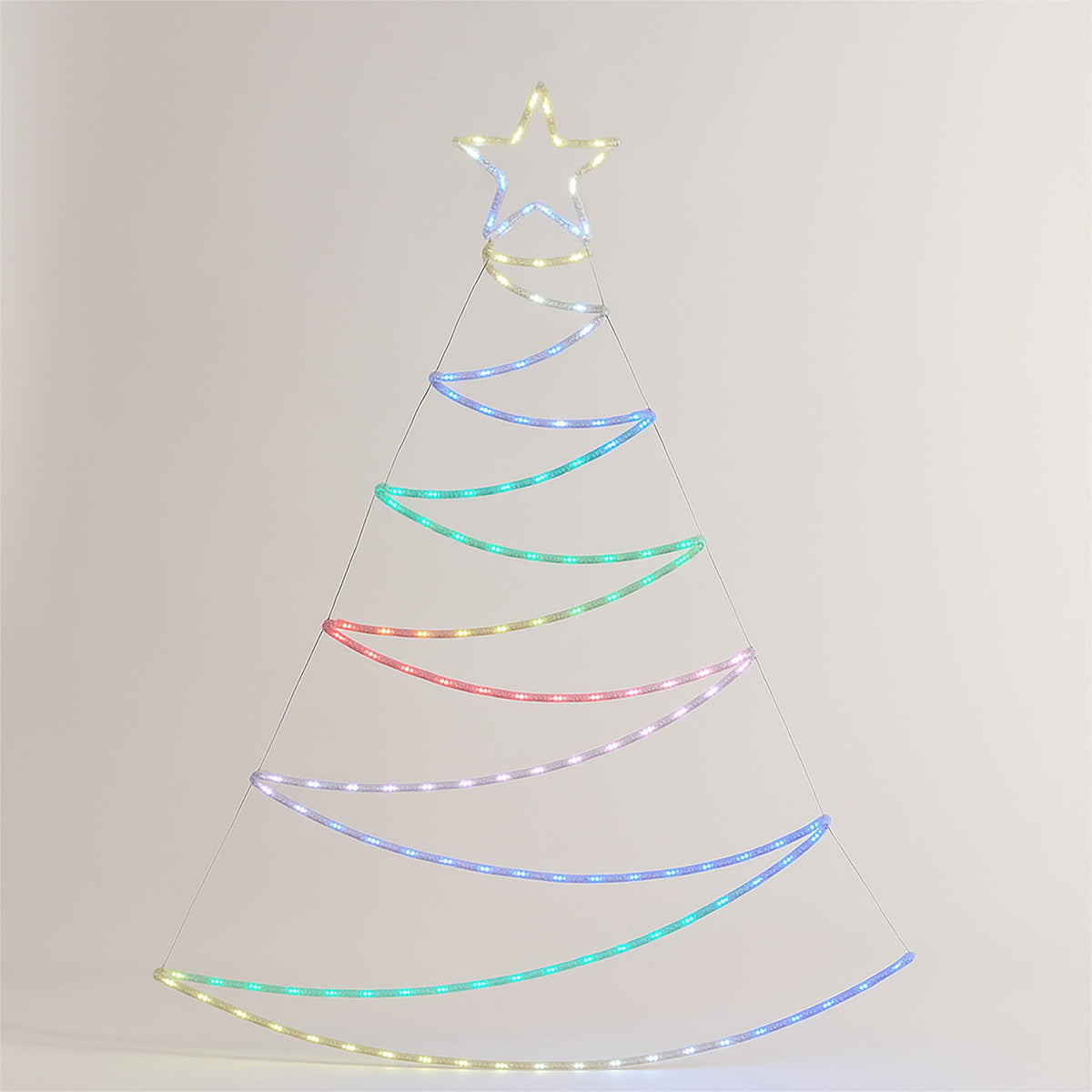 Xmas Haus Pre-Lit RGB LED Flat Christmas Tree Silhouette – 1.3m Metal Frame with 140 RGB LEDs, App & Remote Controlled_Artificial Christmas Trees