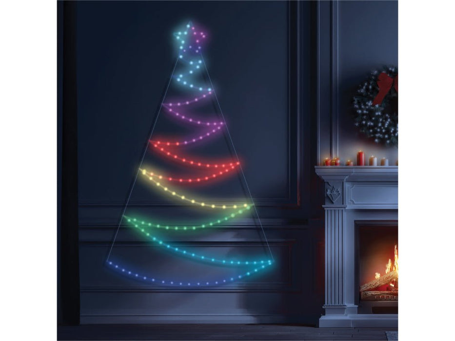 Xmas Haus Pre - Lit RGB LEDS Flat Christmas Tree Silhouette - 1.3m Metal Frame - App or Handheld Remote Controlled_Artificial Christmas Trees