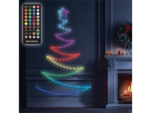 Xmas Haus Pre - Lit RGB LEDS Flat Christmas Tree Silhouette - 1.3m Metal Frame - App or Handheld Remote Controlled_Artificial Christmas Trees