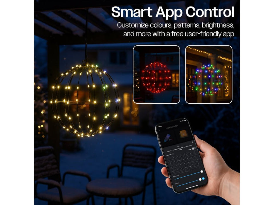 Xmas Haus Black Foldable Ball Light Multicolour RGB LEDS - Remote or APP controlled_Indoor Christmas Decorations