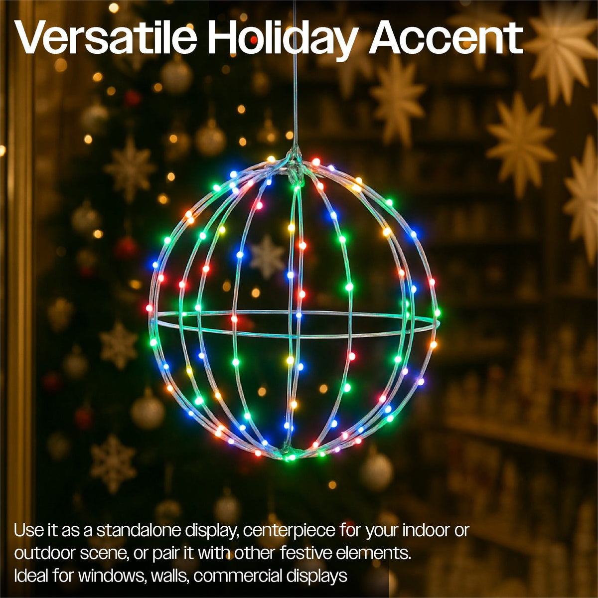 Xmas Haus White Foldable Ball Light – Multicolour RGB LEDs with Remote & App Control_Indoor Christmas Decorations