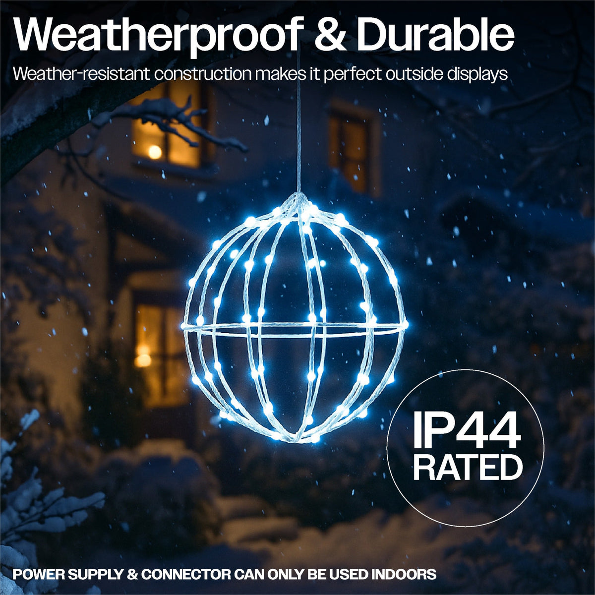 Xmas Haus White Foldable Ball Light – Multicolour RGB LEDs with Remote & App Control_Indoor Christmas Decorations