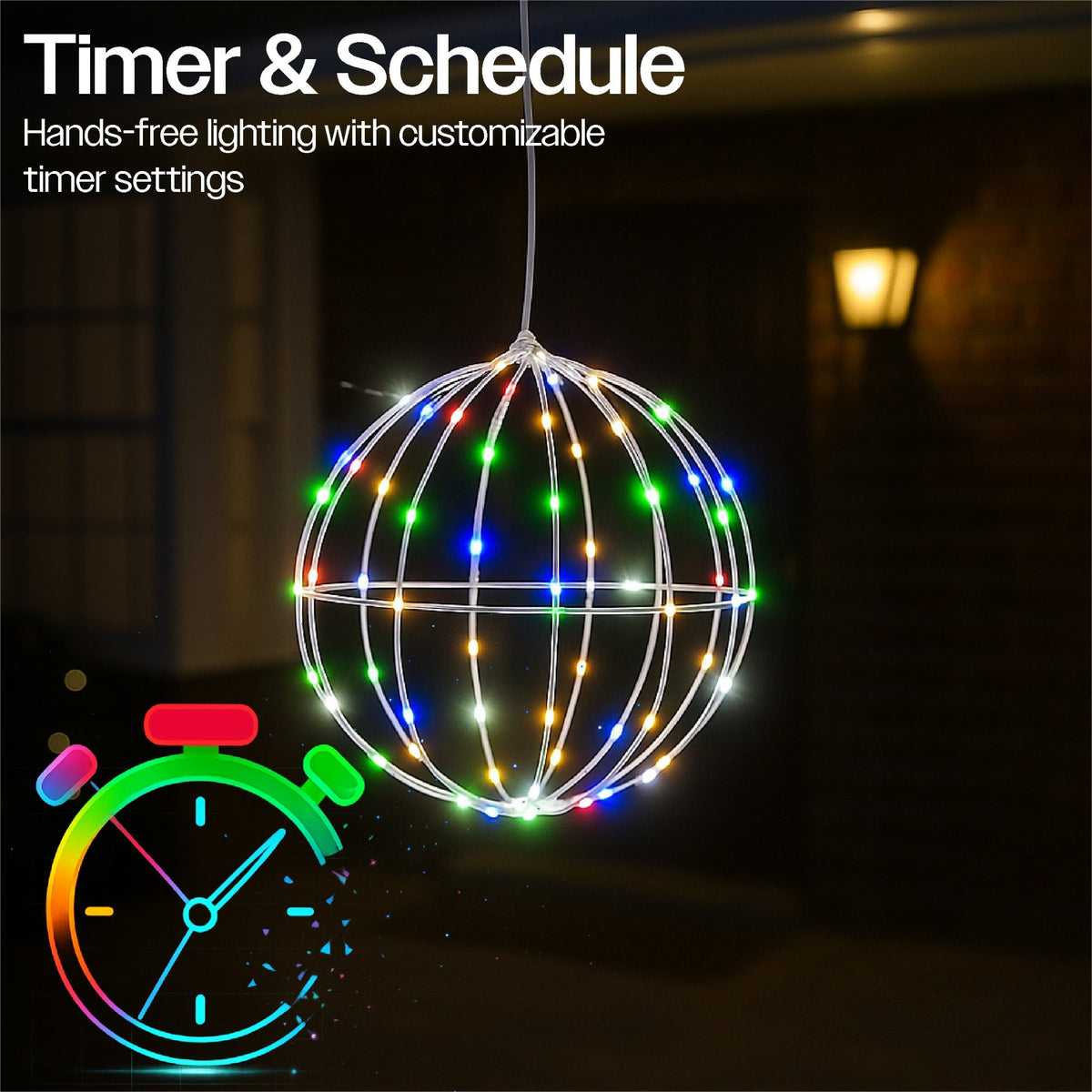 Xmas Haus White Foldable Ball Light – Multicolour RGB LEDs with Remote & App Control_Indoor Christmas Decorations