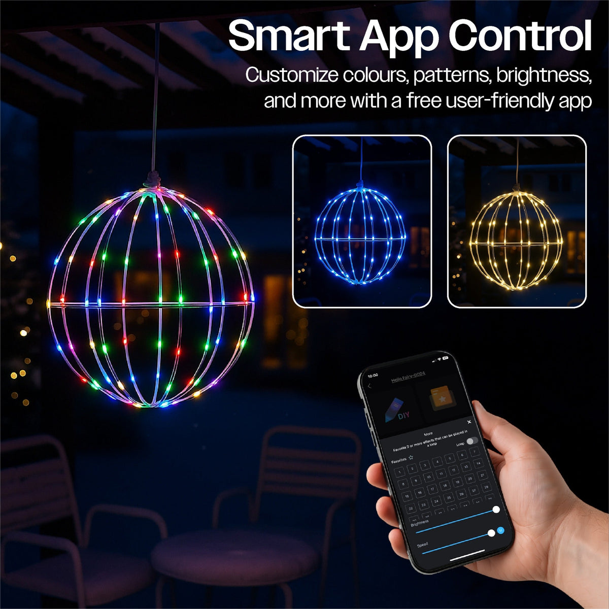 Xmas Haus White Foldable Ball Light – Multicolour RGB LEDs with Remote & App Control_Indoor Christmas Decorations