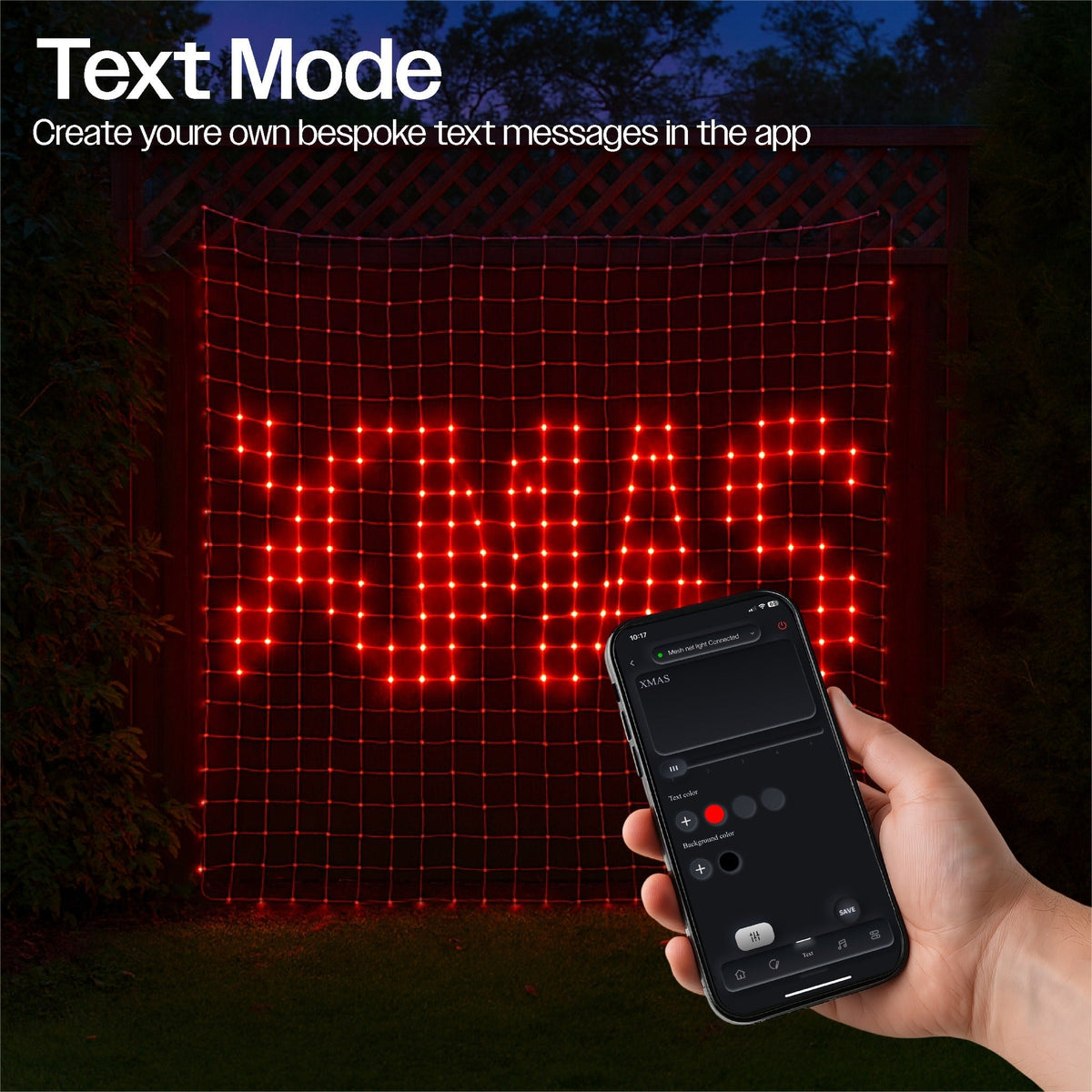Xmas Haus RGB LED Mesh Net Light – 1.8m x 1.8m, 579 LEDs, Smart Pix App Controlled, 16 Million Colours for Dynamic Festive Displays_Christmas Lights