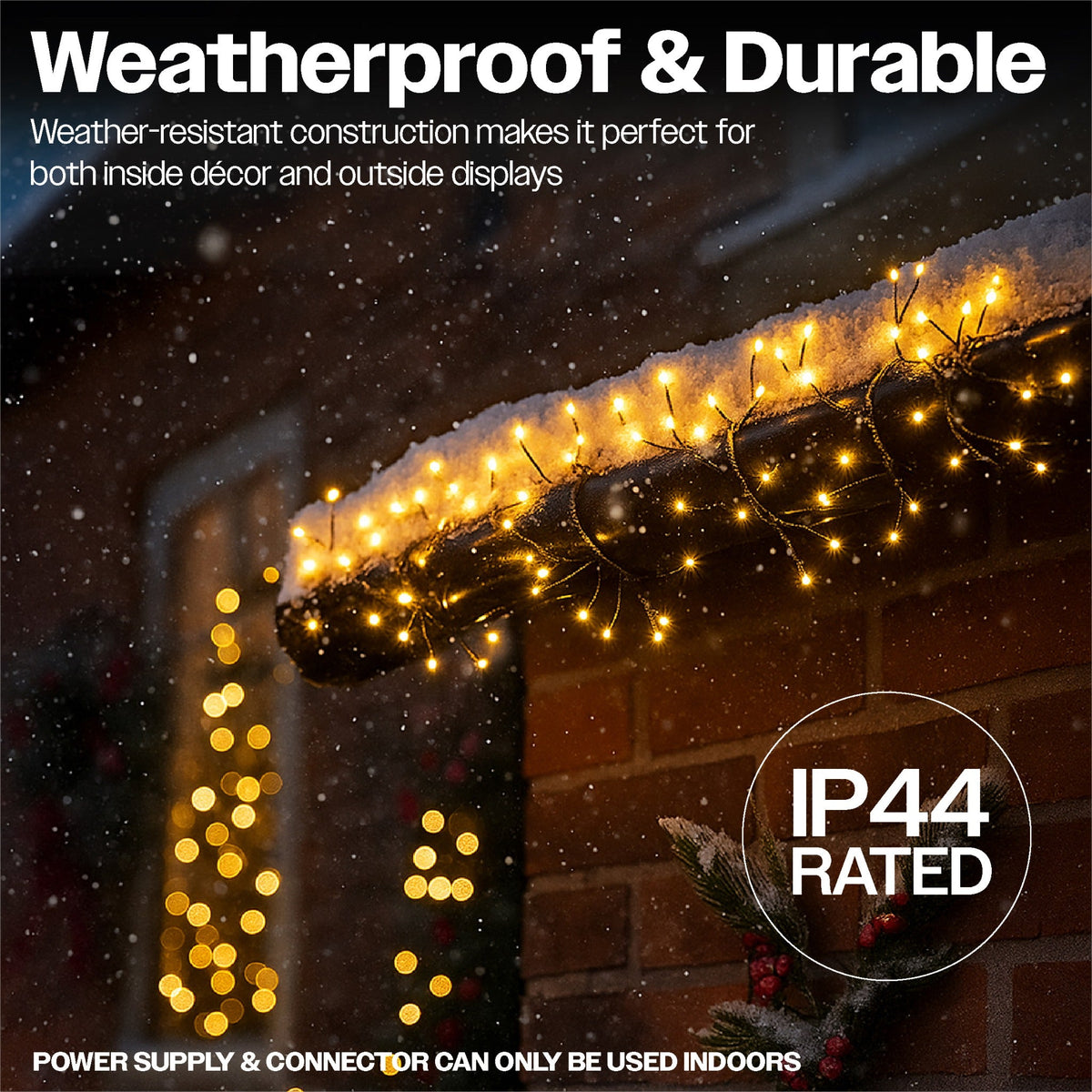Xmas Haus Warm White Cluster Lights – Green Wire, Multifunction Micro LED for Indoor & Outdoor Decoration_Indoor Christmas Decorations