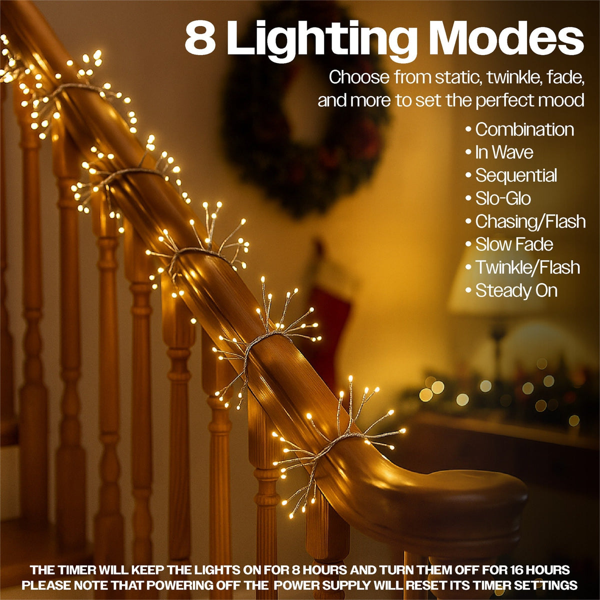 Xmas Haus Warm White Cluster Lights – Silver Wire, Multifunction Micro LED for Indoor & Outdoor Decoration_Indoor Christmas Decorations