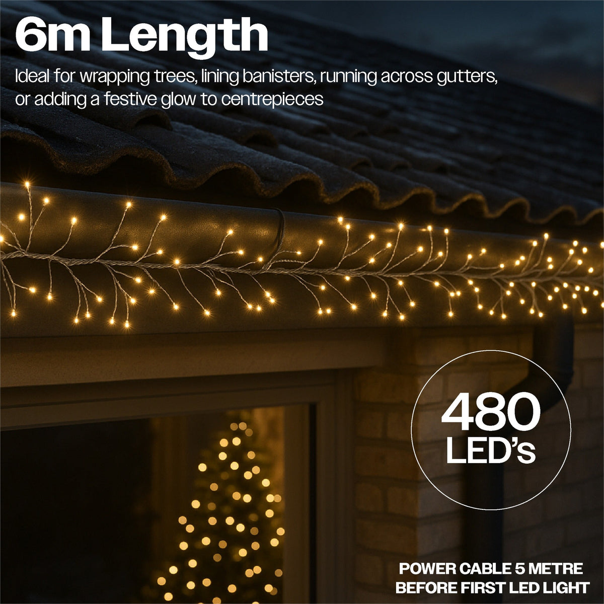 Xmas Haus Warm White Cluster Lights – Silver Wire, Multifunction Micro LED for Indoor & Outdoor Decoration_Indoor Christmas Decorations