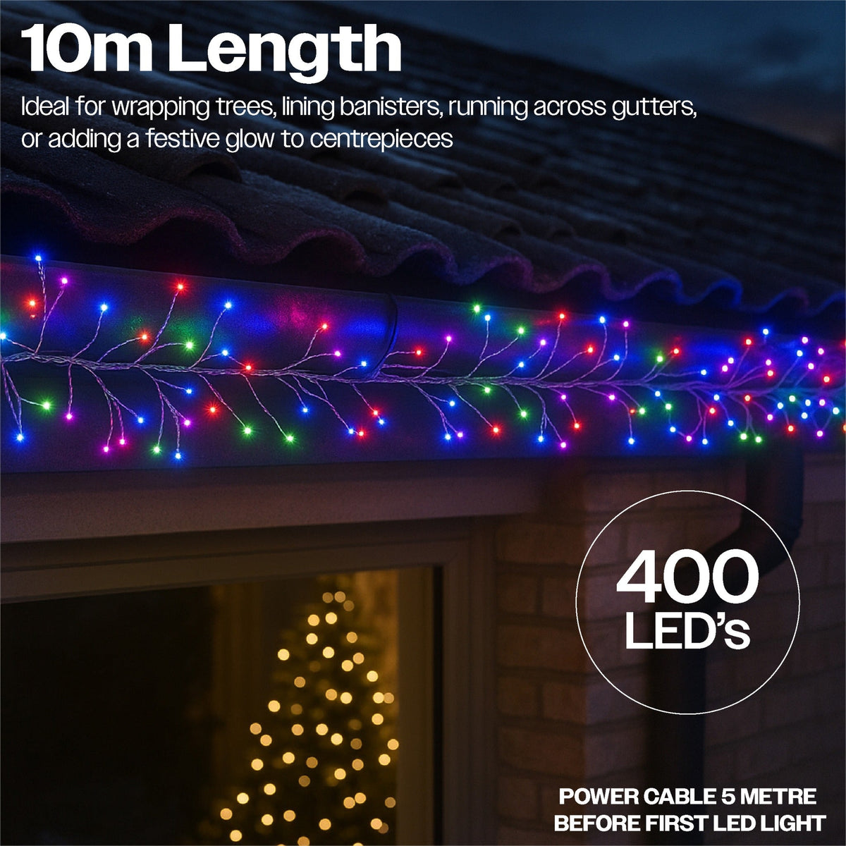 Xmas Haus Multicolour Cluster Lights – Silver Wire, Smart RGB LEDs, Remote & App Controlled Multifunction Lighting_Indoor Christmas Decorations