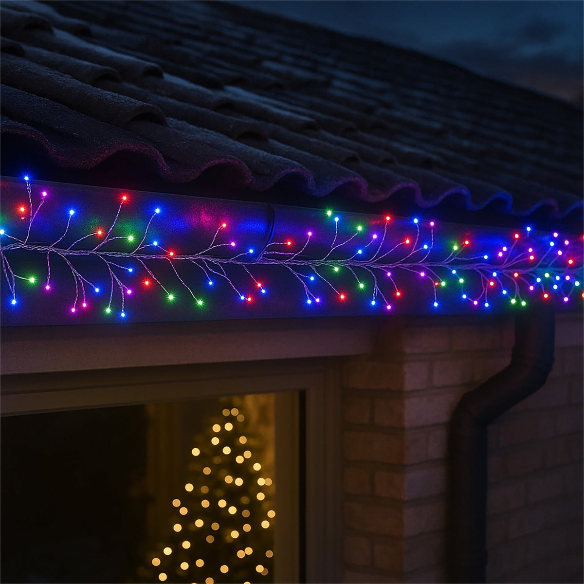 Xmas Haus Multicolour Cluster Lights – Silver Wire, Smart RGB LEDs, Remote & App Controlled Multifunction Lighting_Indoor Christmas Decorations