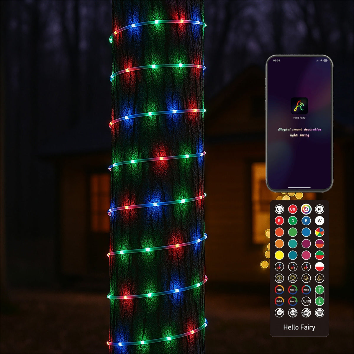Xmas Haus RGB Mini Seed LED Multifunction String Lights APP Control & Multifunction Handheld Remote 24m_Christmas Lights