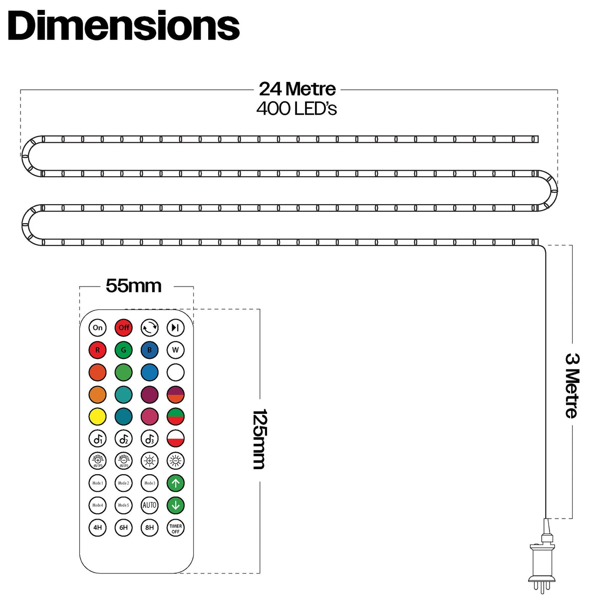 Xmas Haus RGB Mini Seed LED Multifunction String Lights APP Control & Multifunction Handheld Remote 24m_Christmas Lights