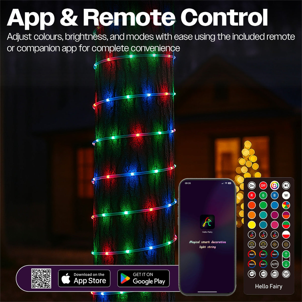 Xmas Haus RGB Mini Seed LED Multifunction String Lights APP Control & Multifunction Handheld Remote 24m_Christmas Lights