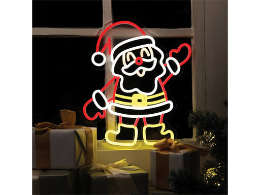 Xmas Haus Neon Effect Santa connect by USB 1.5m Cable - 36cm x 40cm - Indoor Only_Christmas Figures