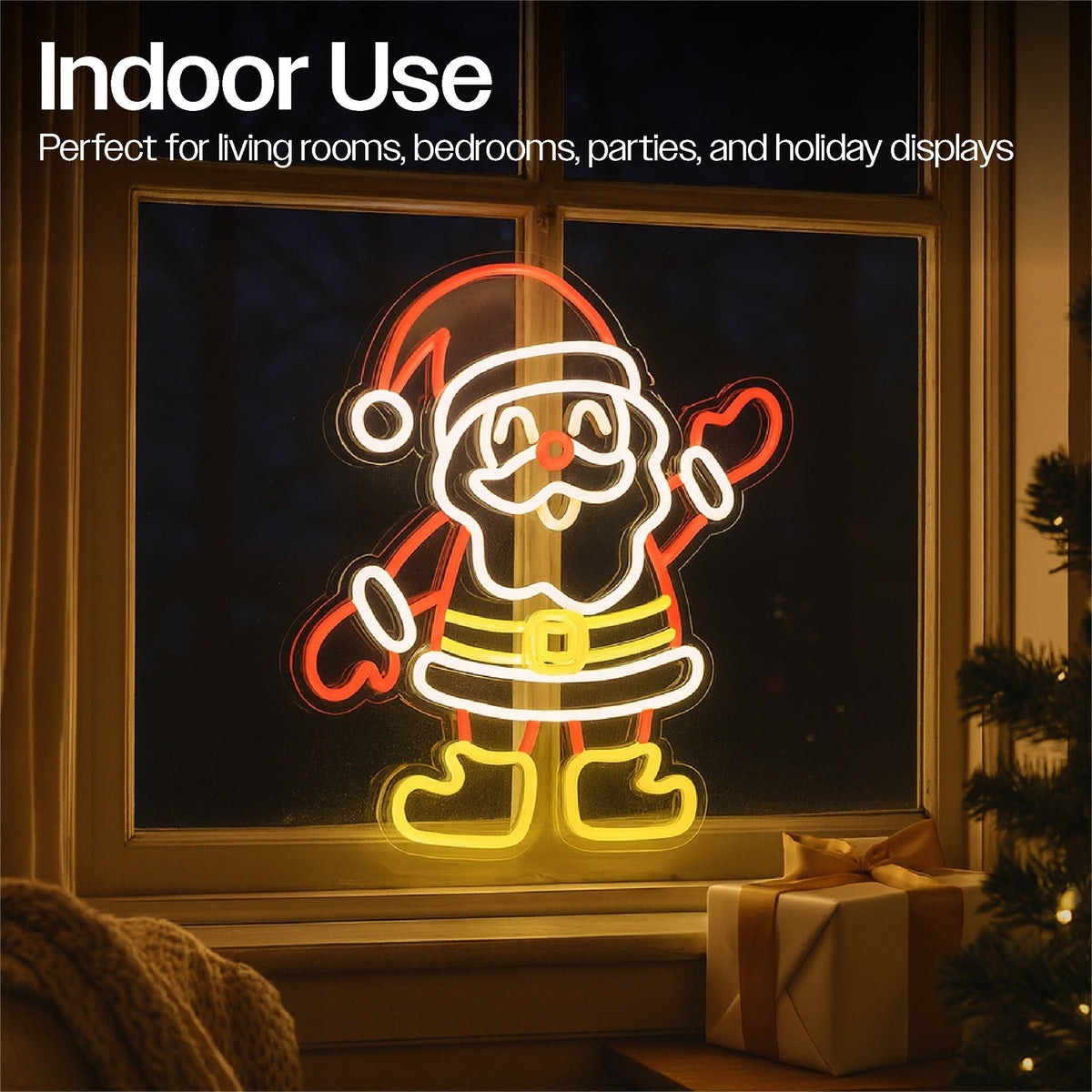 Xmas Haus Neon Effect Santa – USB Powered 1.5m Cable, Indoor LED Decoration_Christmas Figures