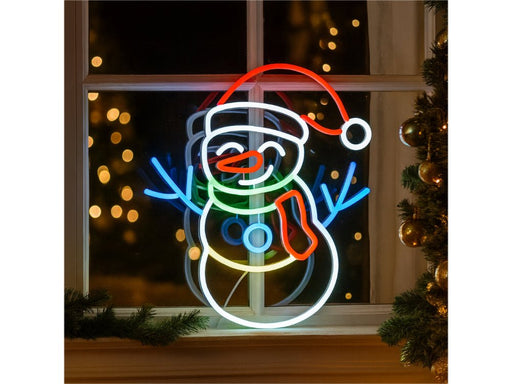 Xmas Haus Neon Effect Snowman connect by USB 1.5m Cable - 40cm x 35cm - Indoor Only_Christmas Figures