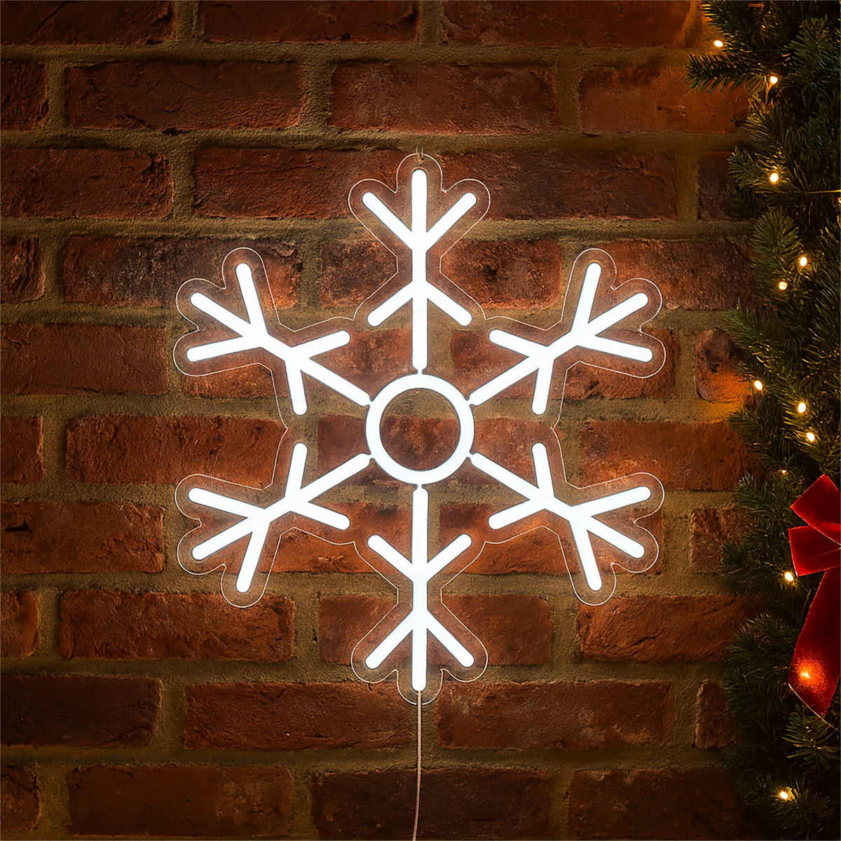 Xmas Haus Neon Effect Snowflake – USB Powered 1.5m Cable, Indoor LED Decoration_Christmas Figures