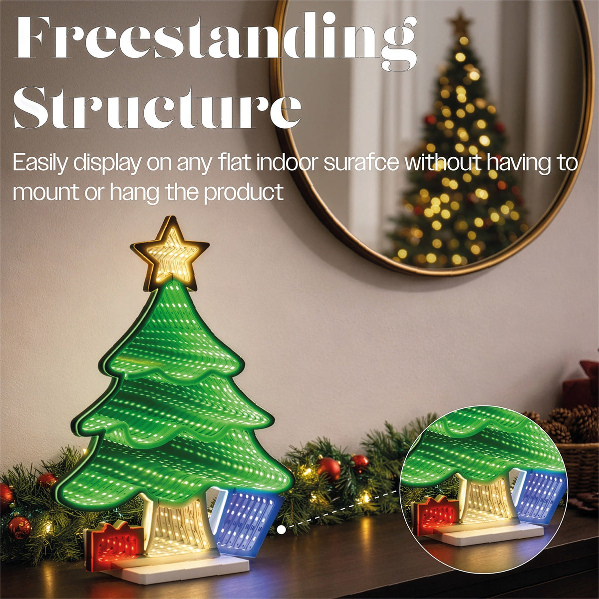 Xmas Haus Multicolour LED Infinity Light Tree Indoor Decoration_Indoor Christmas Decorations
