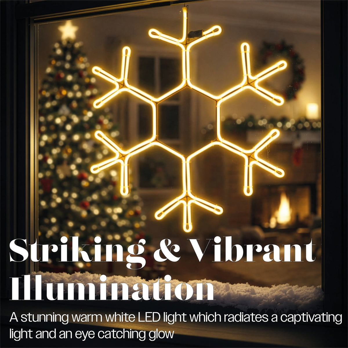 Xmas Haus 120 LED Neon Snowflake Light 50.5x50.5cm Outdoor Decoration with Timer_Outdoor Christmas Decorations