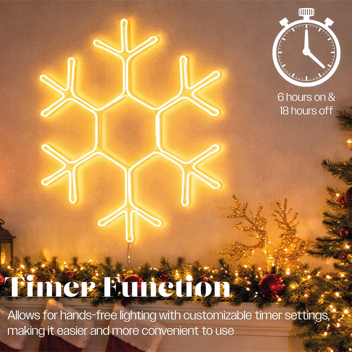 Xmas Haus 120 LED Neon Snowflake Light 50.5x50.5cm Outdoor Decoration with Timer_Outdoor Christmas Decorations