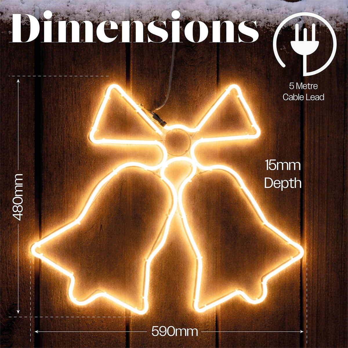 Xmas Haus LED Neon Bell Light 60x48cm Outdoor Decoration with Timer_Outdoor Christmas Decorations