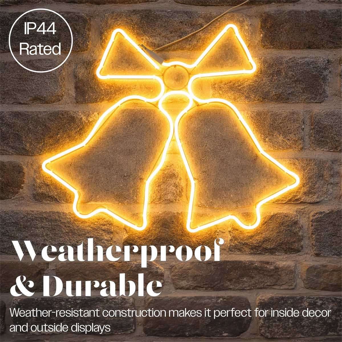 Xmas Haus LED Neon Bell Light 60x48cm Outdoor Decoration with Timer_Outdoor Christmas Decorations