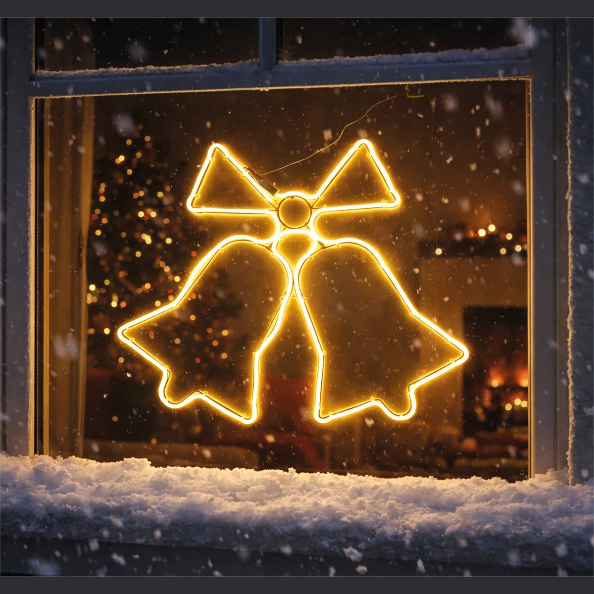 Xmas Haus LED Neon Bell Light 60x48cm Outdoor Decoration with Timer_Outdoor Christmas Decorations