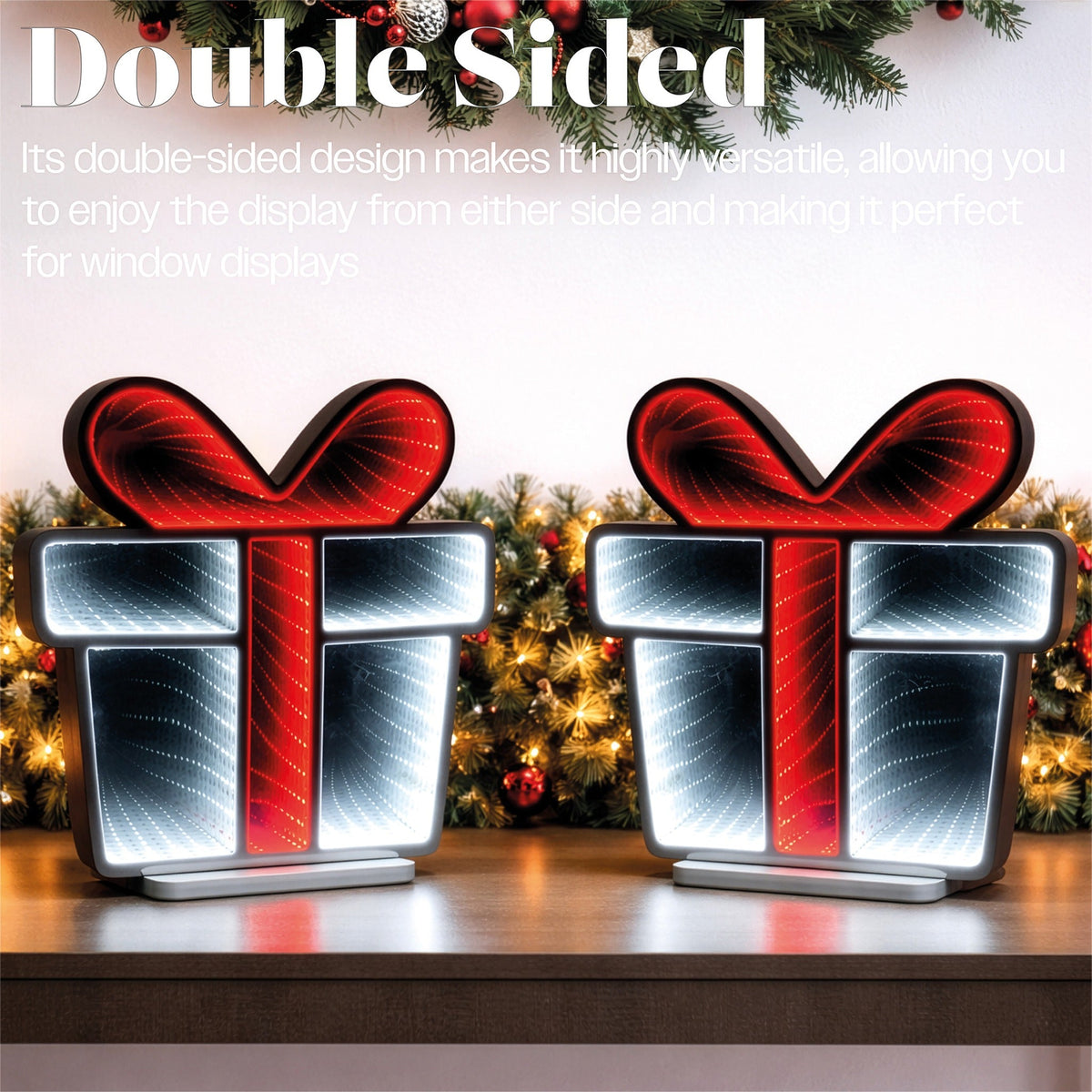 Xmas Haus Multicolour LED Infinity Light Gift Box Indoor Decoration with Timer_Indoor Christmas Decorations