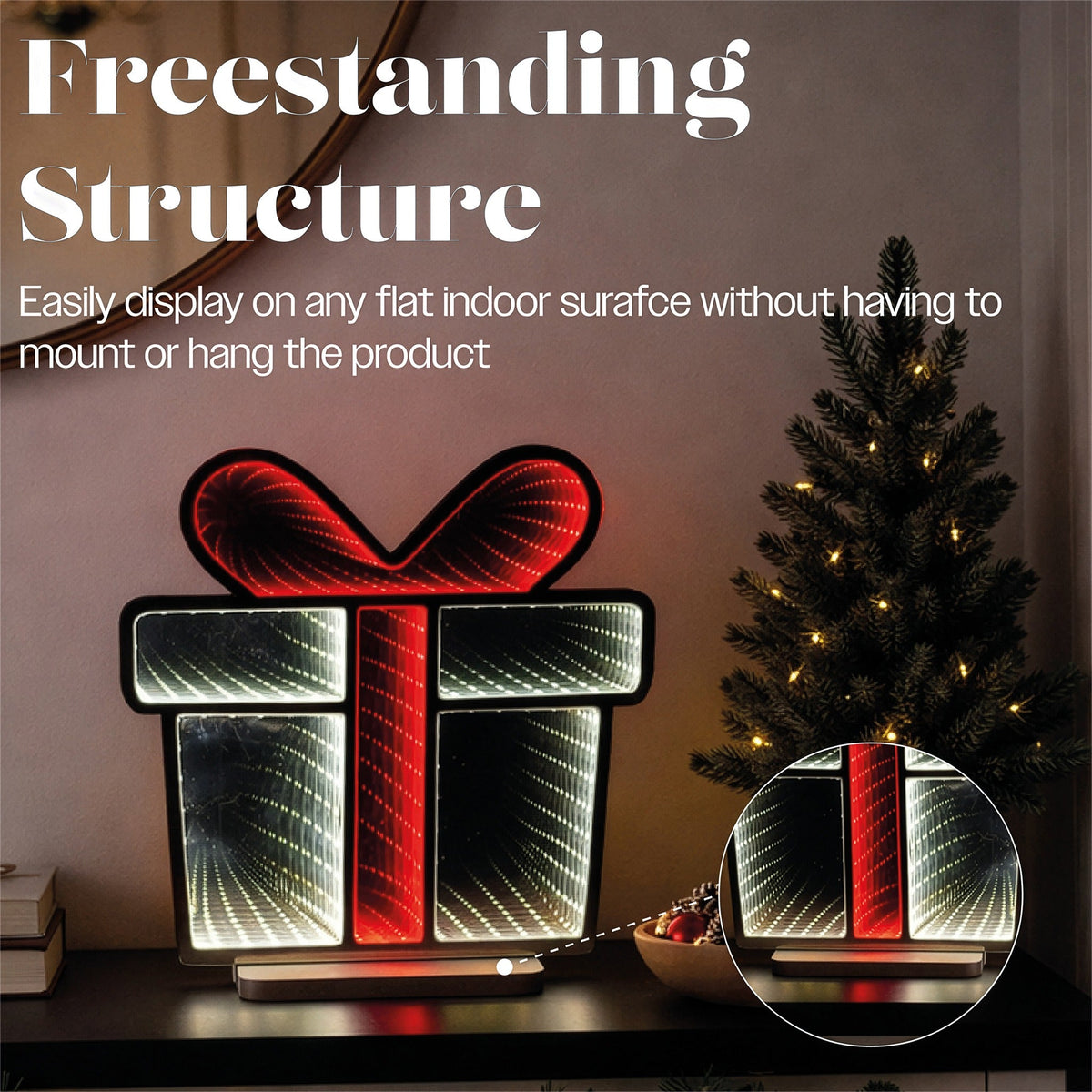 Xmas Haus Multicolour LED Infinity Light Gift Box Indoor Decoration with Timer_Indoor Christmas Decorations