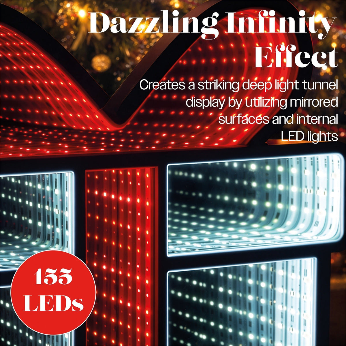 Xmas Haus Multicolour LED Infinity Light Gift Box Indoor Decoration with Timer_Indoor Christmas Decorations