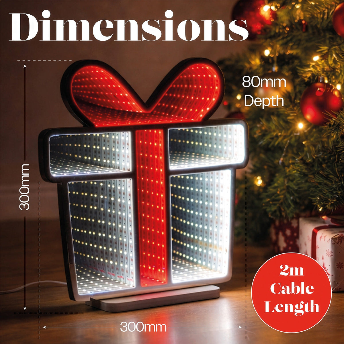 Xmas Haus Multicolour LED Infinity Light Gift Box Indoor Decoration with Timer_Indoor Christmas Decorations