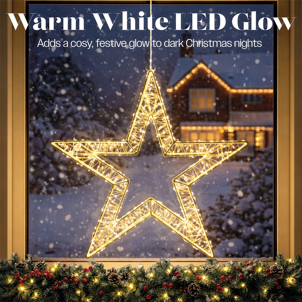Xmas Haus White Metal Star with 480 Warm White Micro LED Indoor Decoration_Indoor Christmas Decorations
