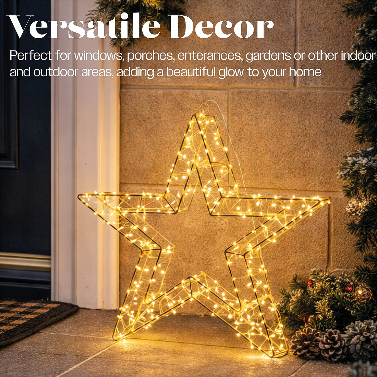 Xmas Haus White Metal Star with 480 Warm White Micro LED Indoor Decoration_Indoor Christmas Decorations