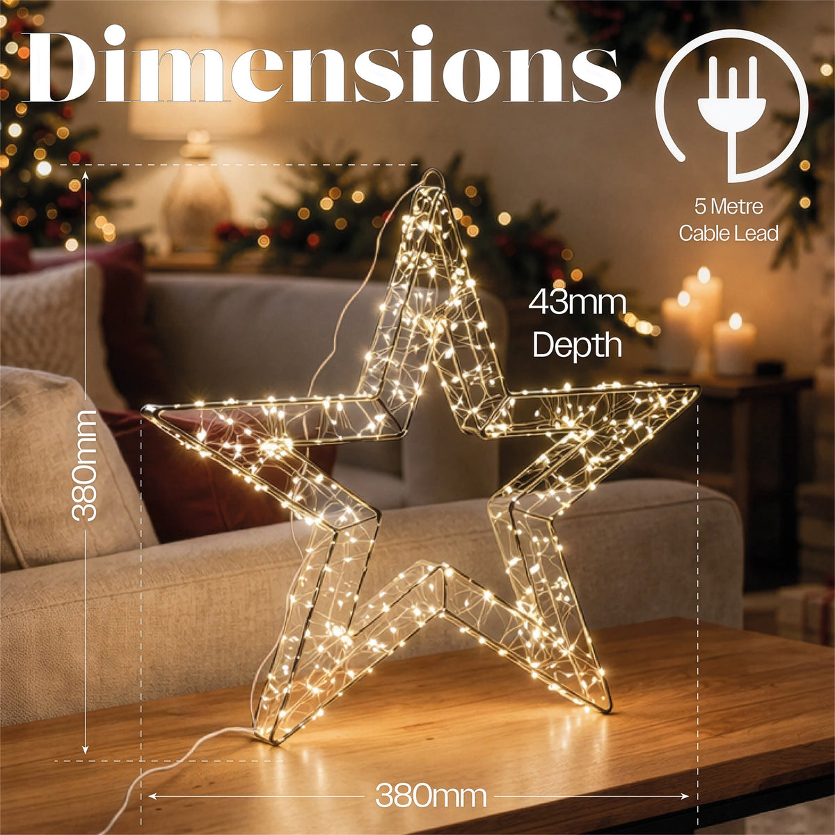 Xmas Haus White Metal Star with 480 Warm White Micro LED Indoor Decoration_Indoor Christmas Decorations