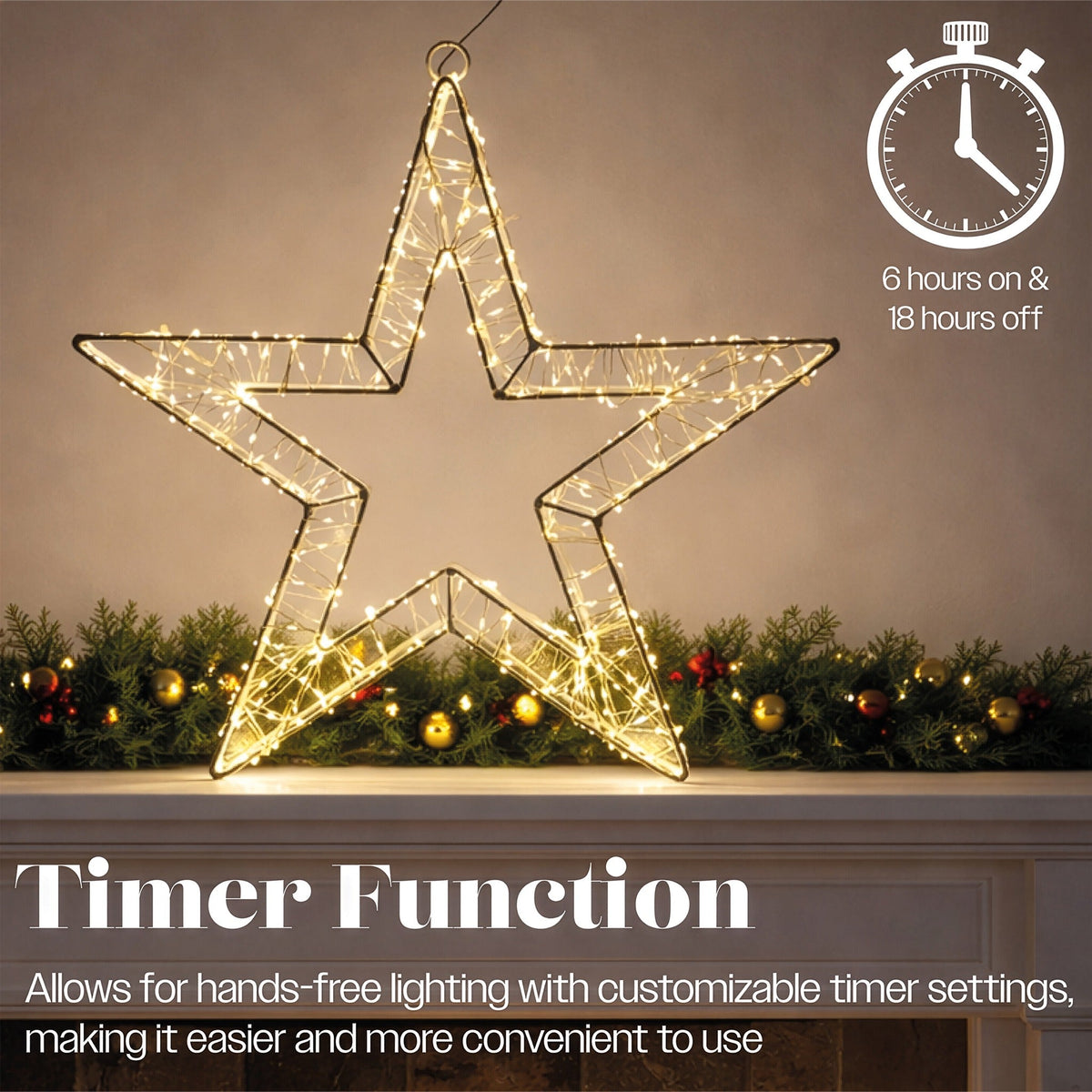 Xmas Haus White Metal Star with 480 Warm White Micro LED Indoor Decoration_Indoor Christmas Decorations