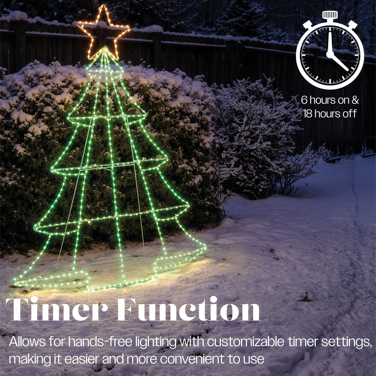 Xmas Haus Green and White Micro LED Metal Silhouette Tree with Stand Outdoor_Outdoor Christmas Decorations