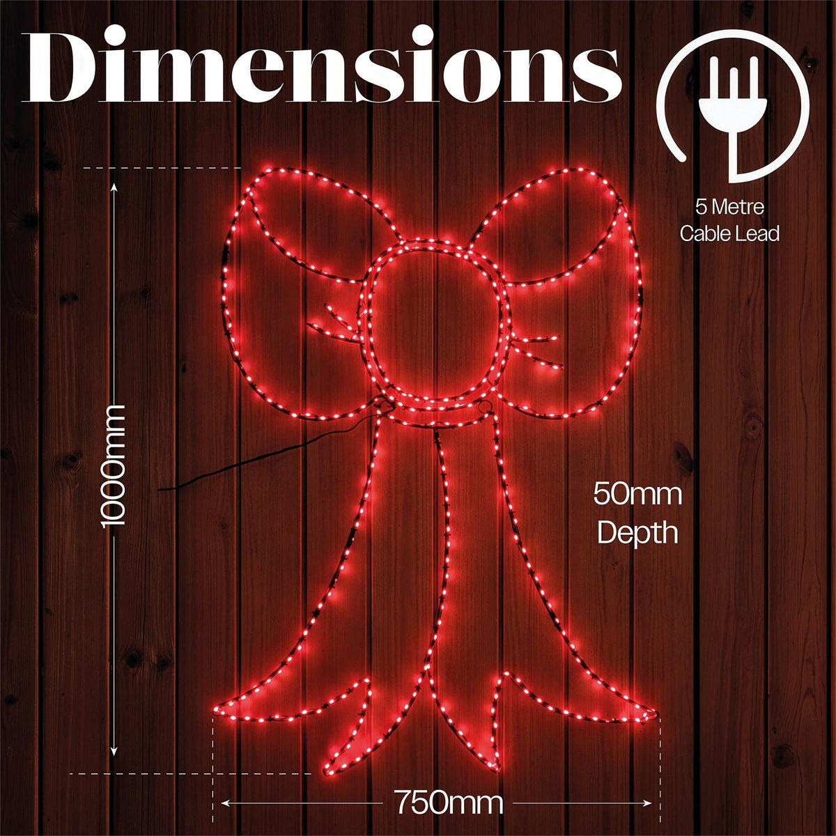 Xmas Haus Red Micro LED Metal Silhouette Bow Outdoor Wall Decoration with Flash Bulbs_Outdoor Christmas Decorations