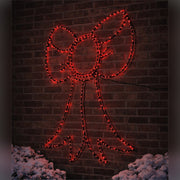 Xmas Haus Red Micro LED Metal Silhouette Bow Outdoor Wall Decoration with Flash Bulbs_Outdoor Christmas Decorations