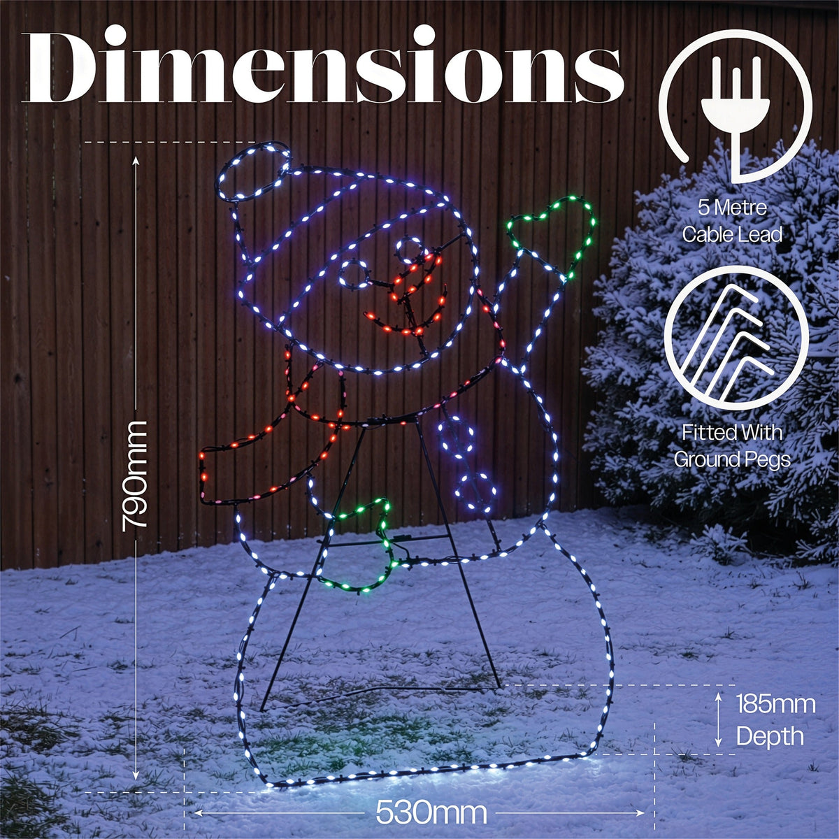 Xmas Haus Multicolour Micro LED Metal Silhouette Snowman Outdoor with Timer_Outdoor Christmas Decorations