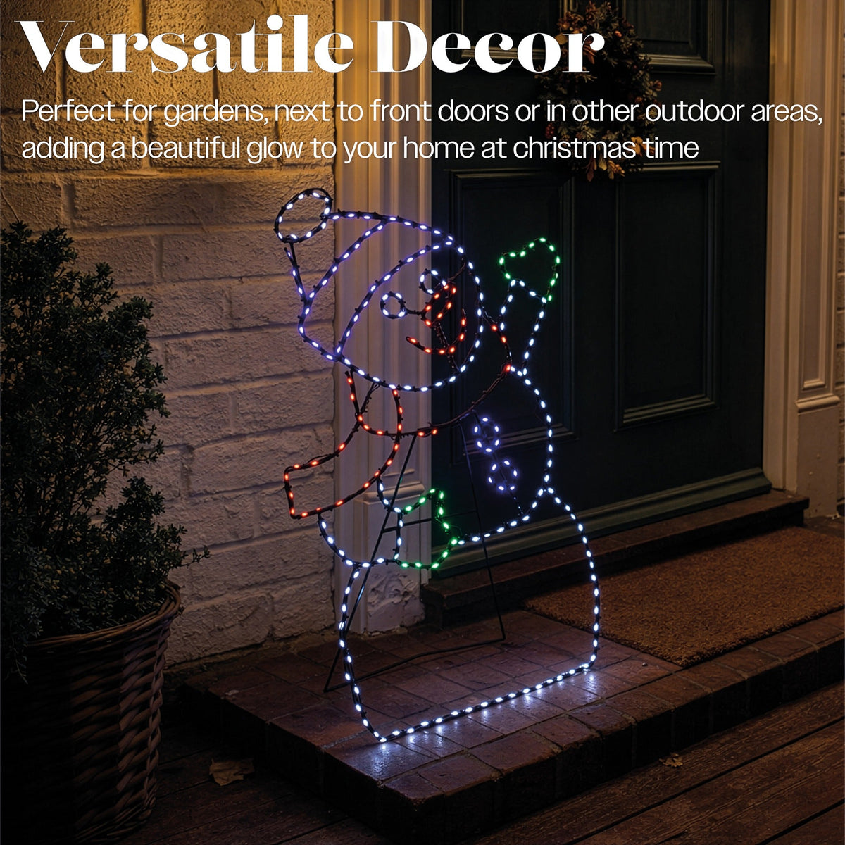 Xmas Haus Multicolour Micro LED Metal Silhouette Snowman Outdoor with Timer_Outdoor Christmas Decorations