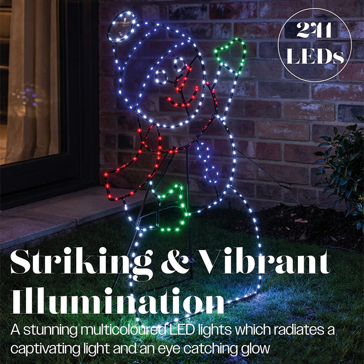 Xmas Haus Multicolour Micro LED Metal Silhouette Snowman Outdoor with Timer_Outdoor Christmas Decorations