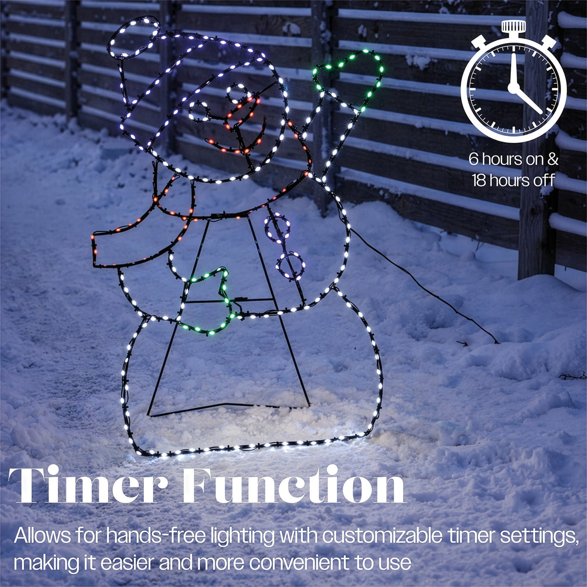 Xmas Haus Multicolour Micro LED Metal Silhouette Snowman Outdoor with Timer_Outdoor Christmas Decorations