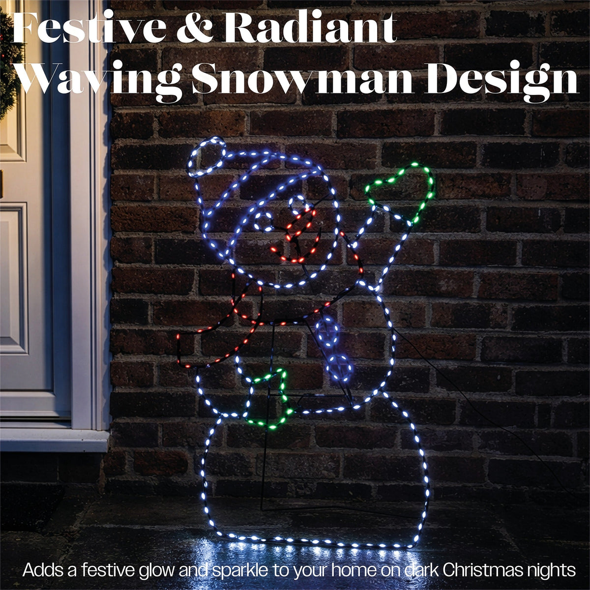 Xmas Haus Multicolour Micro LED Metal Silhouette Snowman Outdoor with Timer_Outdoor Christmas Decorations